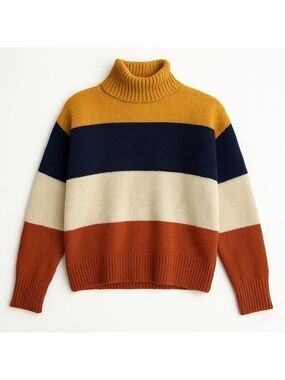 Dress Barn Striped Mockneck Sweater Preppy Cozy